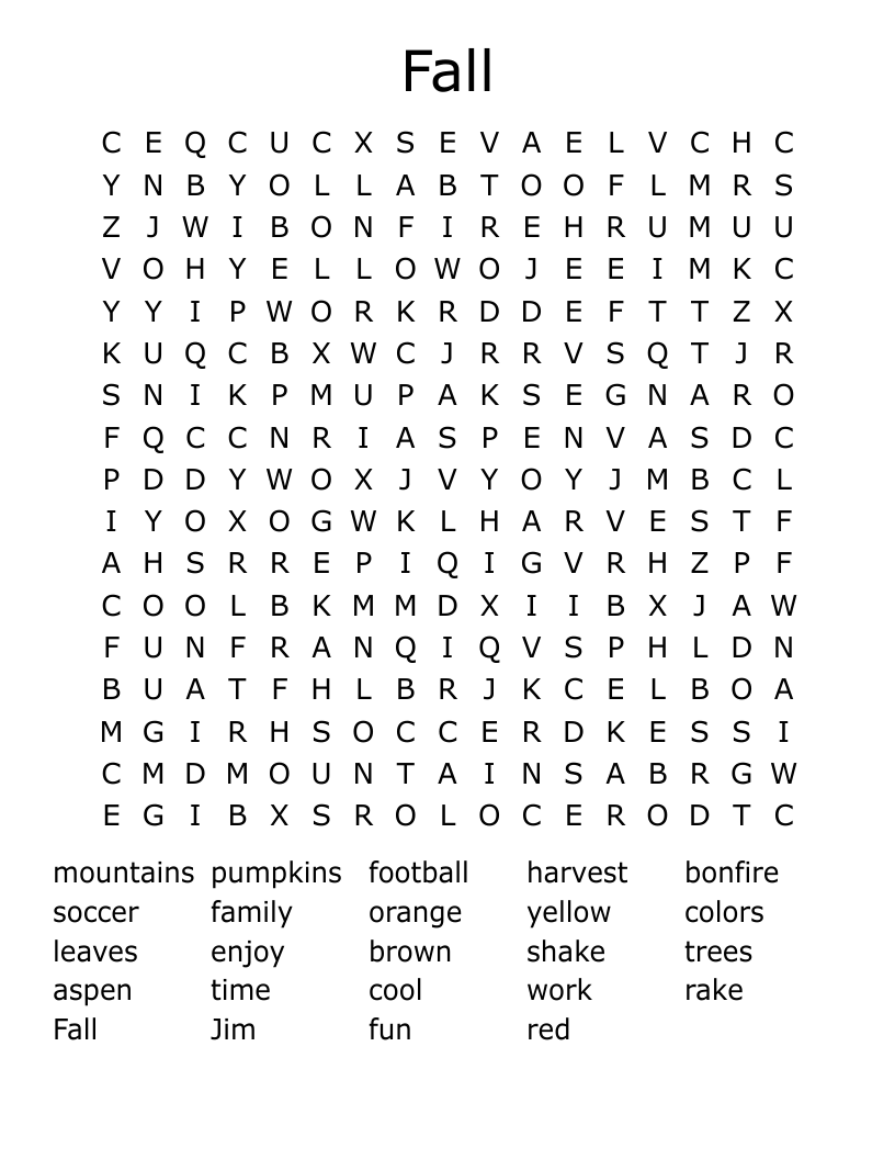 Fall Word Search
