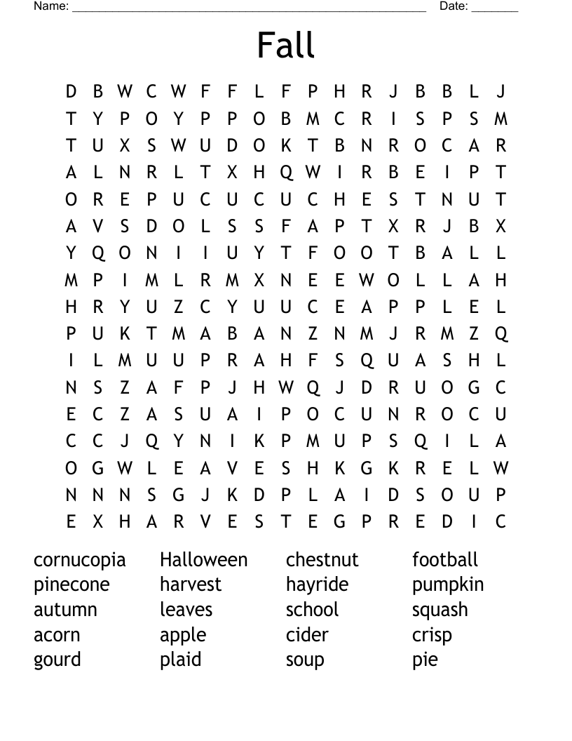 Fall Word Search