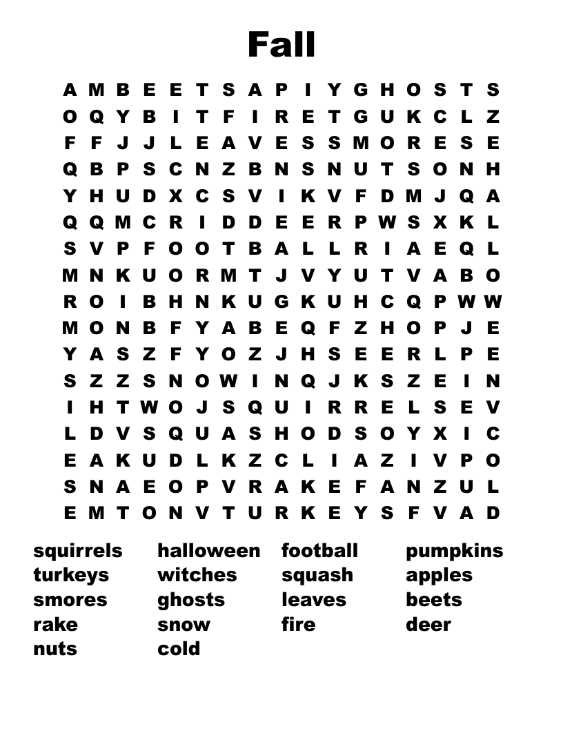 Fall Word Search