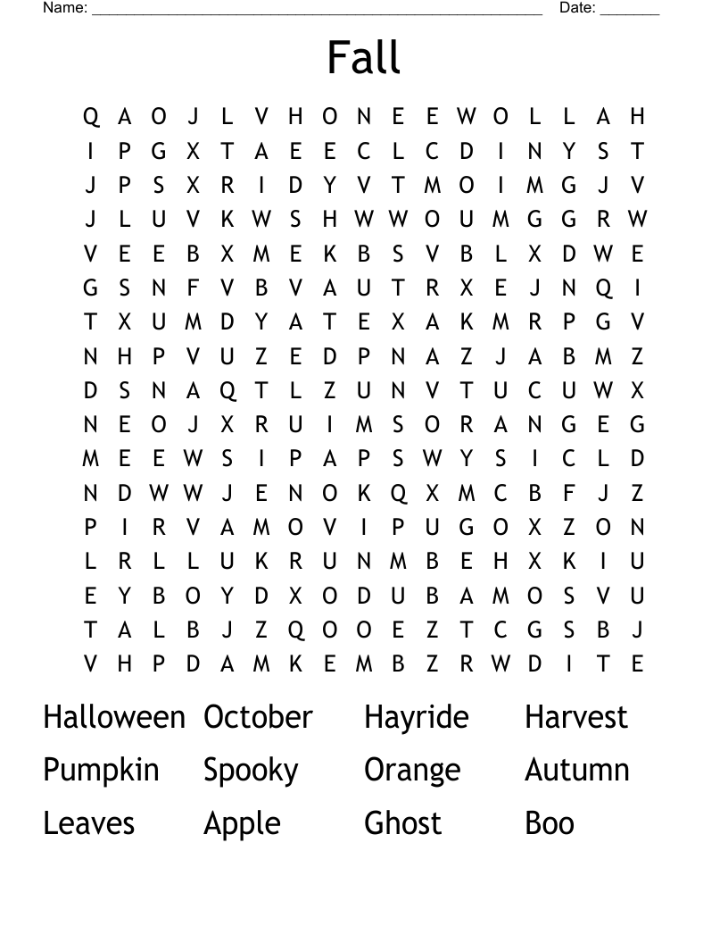 Fall Word Search