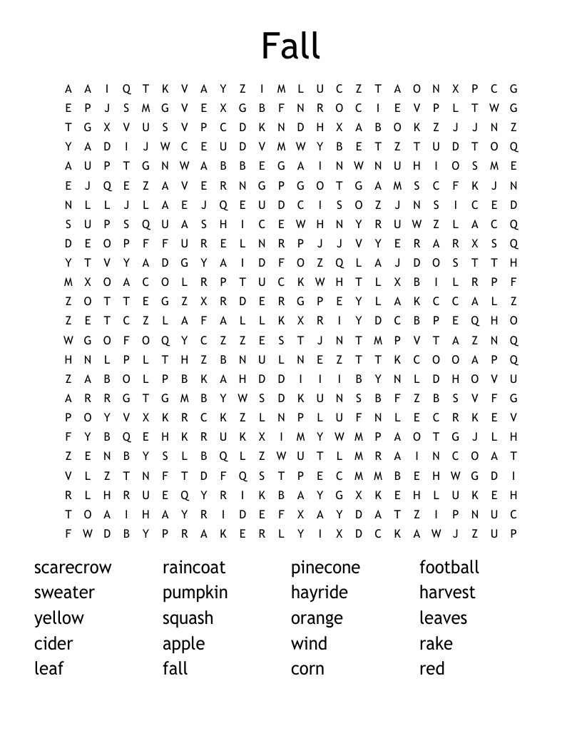 Fall Word Search