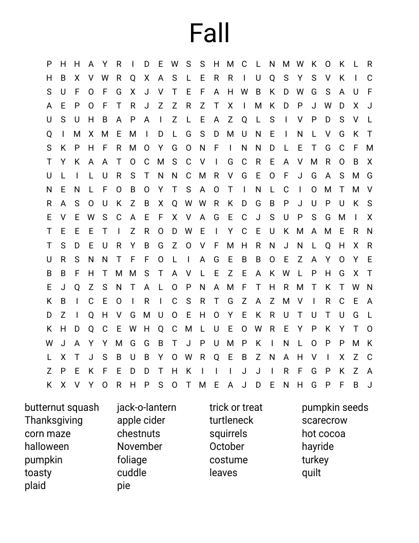 Fall Word Search