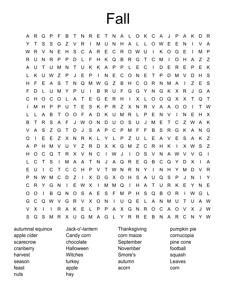 Fall Word Search
