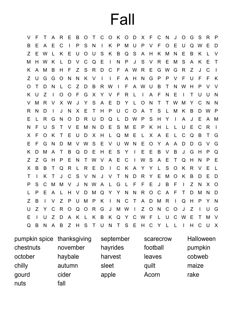 Fall Word Search