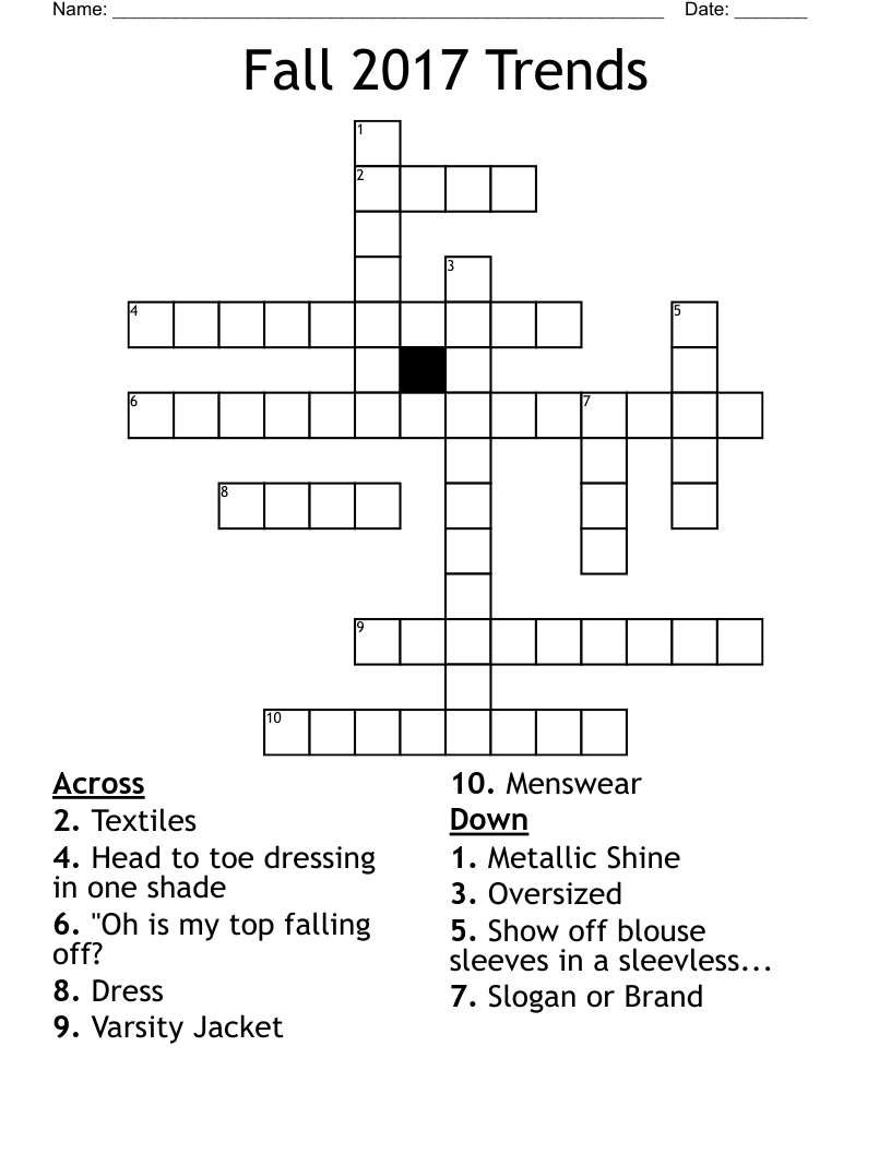 Fall 2017 Trends Crossword