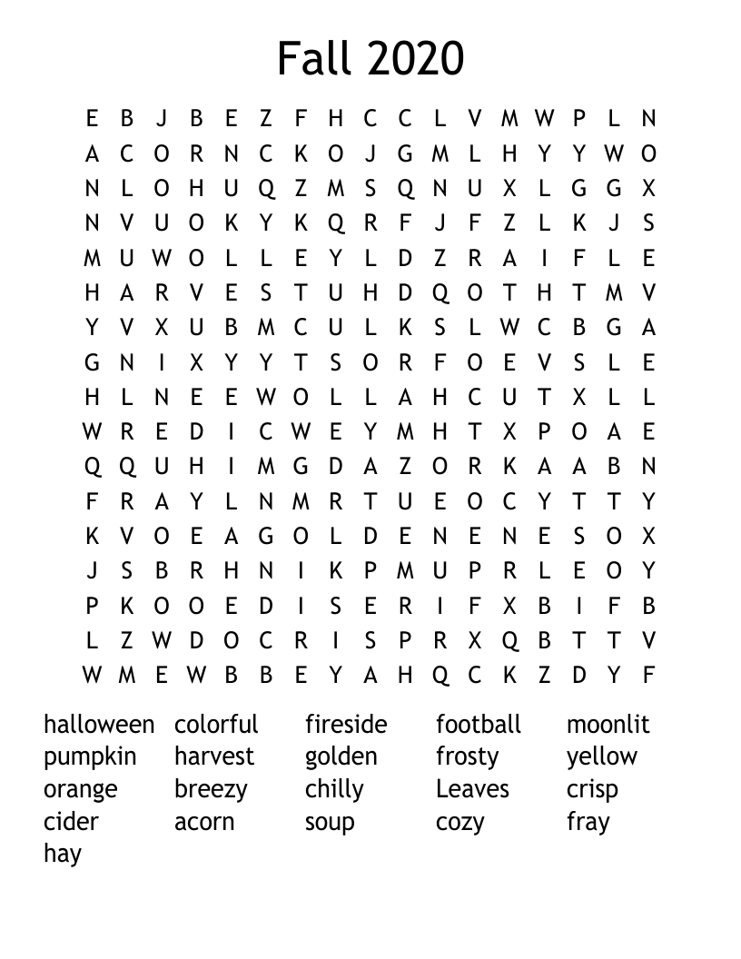 Fall 2020 Word Search