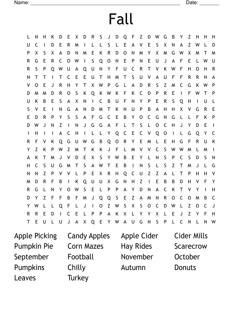 Fall Word Search