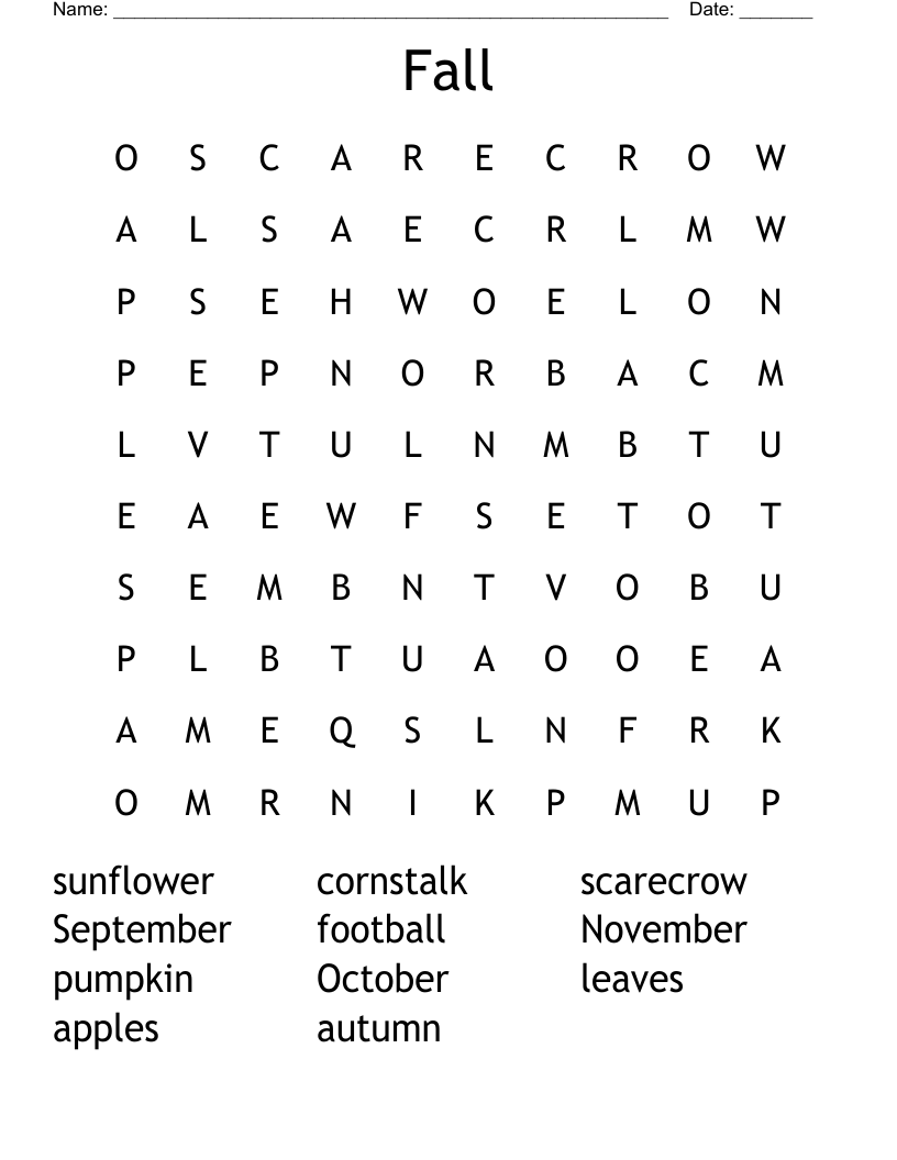 Fall Word Search
