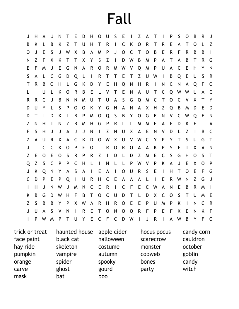 Fall Word Search