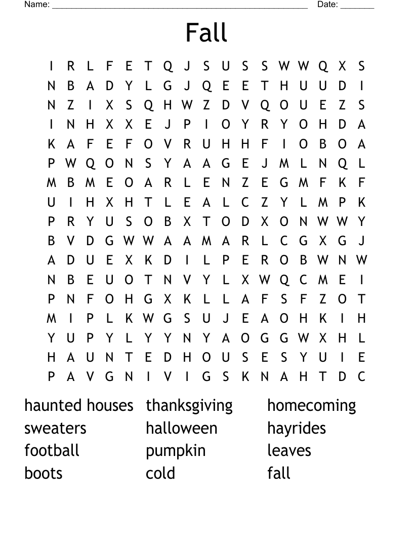 Fall Word Search