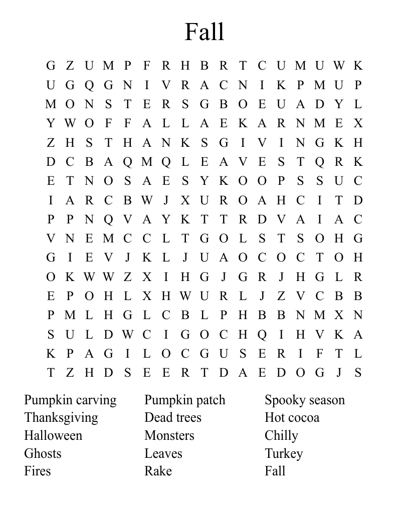 Fall Word Search