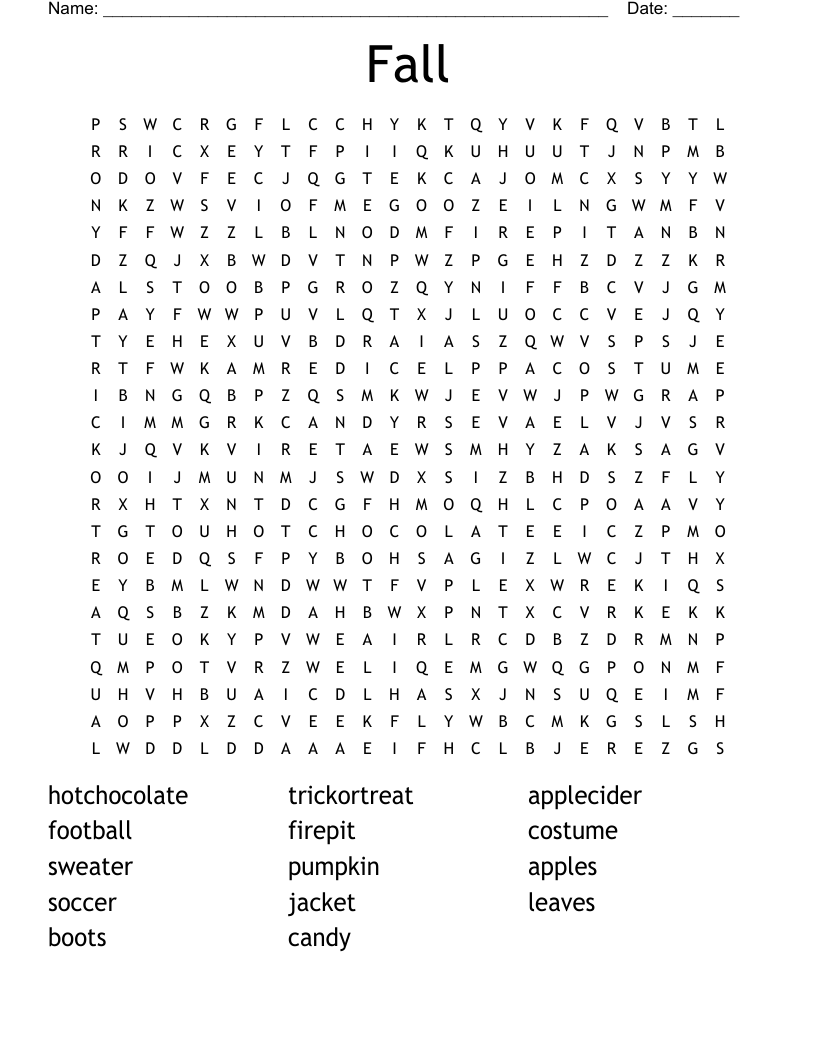 Fall Word Search