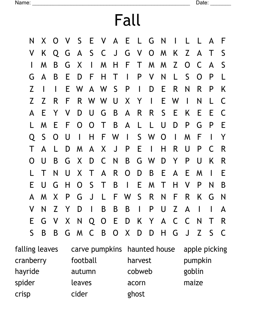 Fall Word Search