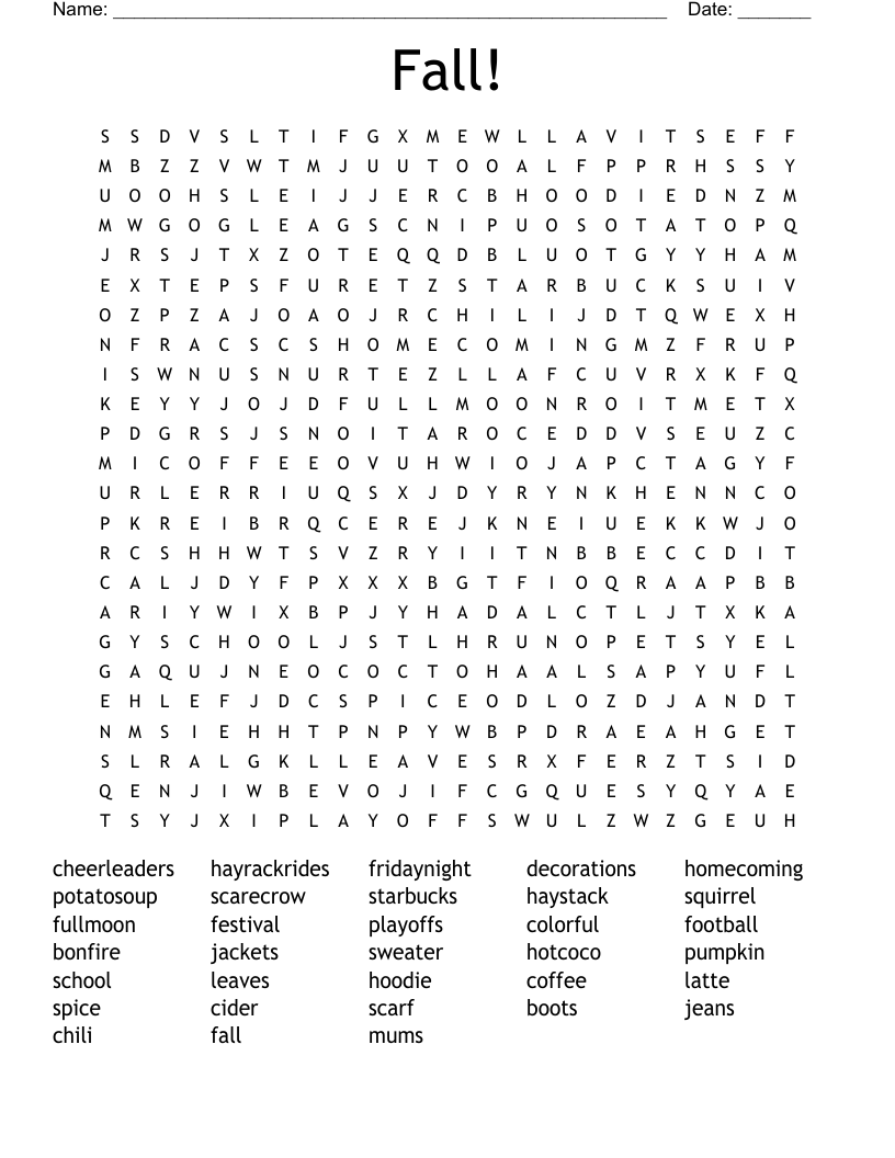 Fall! Word Search