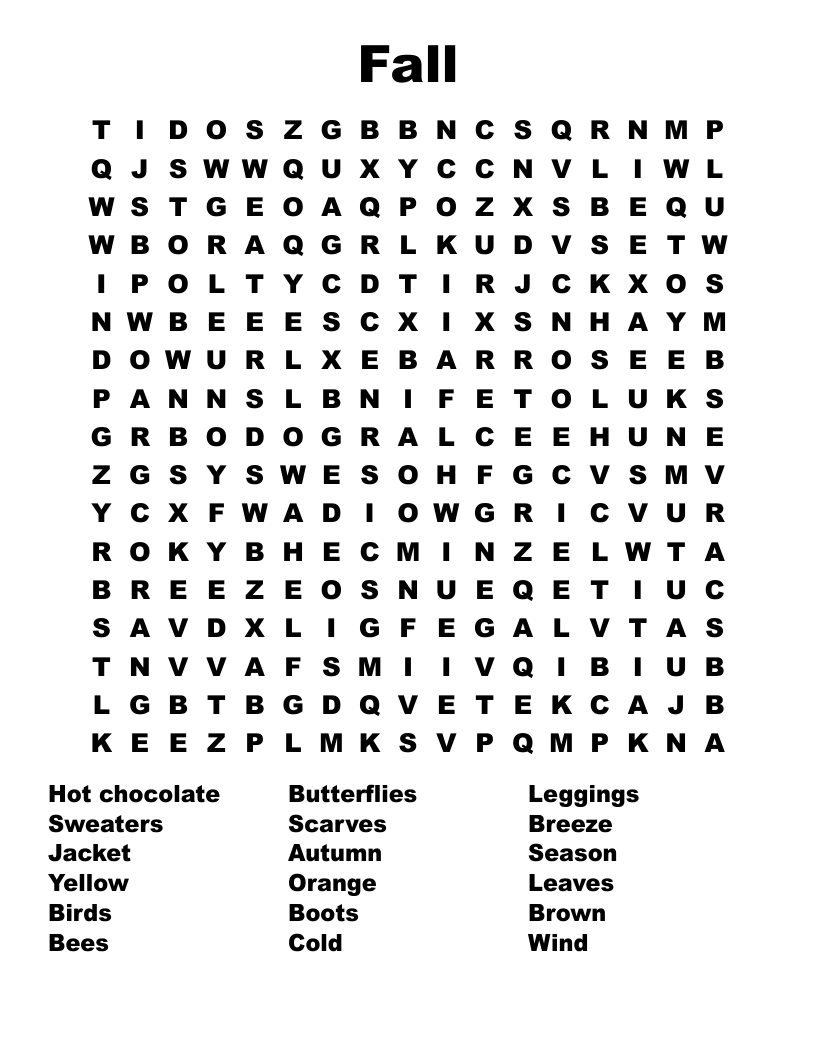Fall Word Search