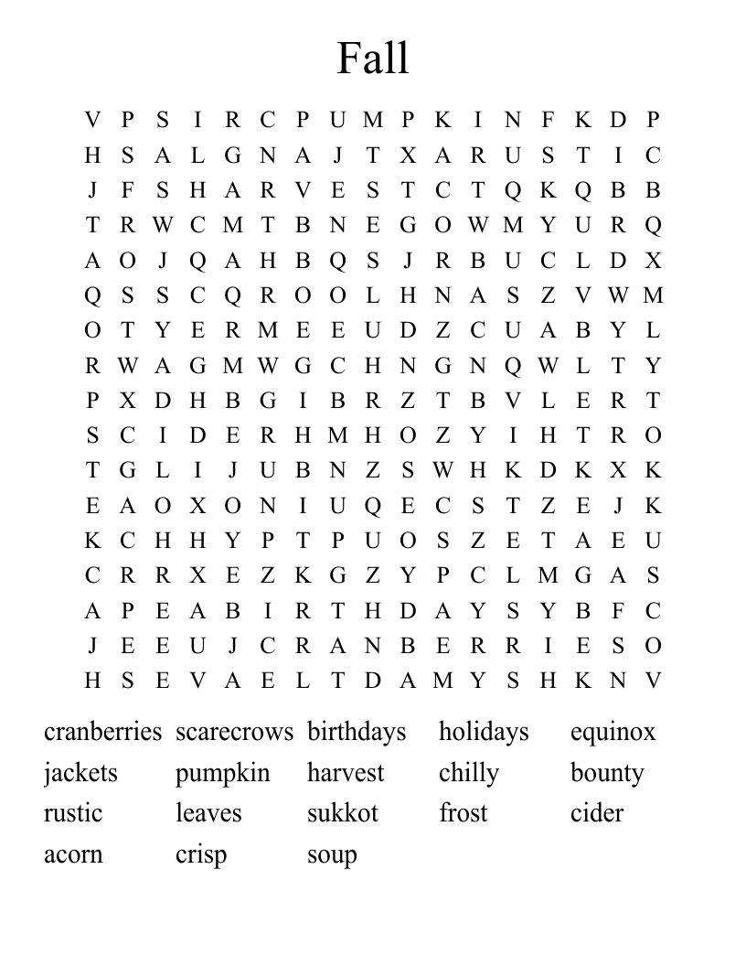 Fall Word Search