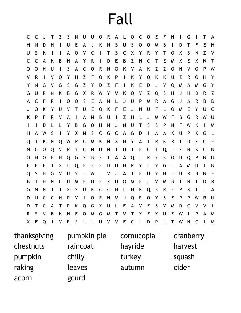 Fall Word Search