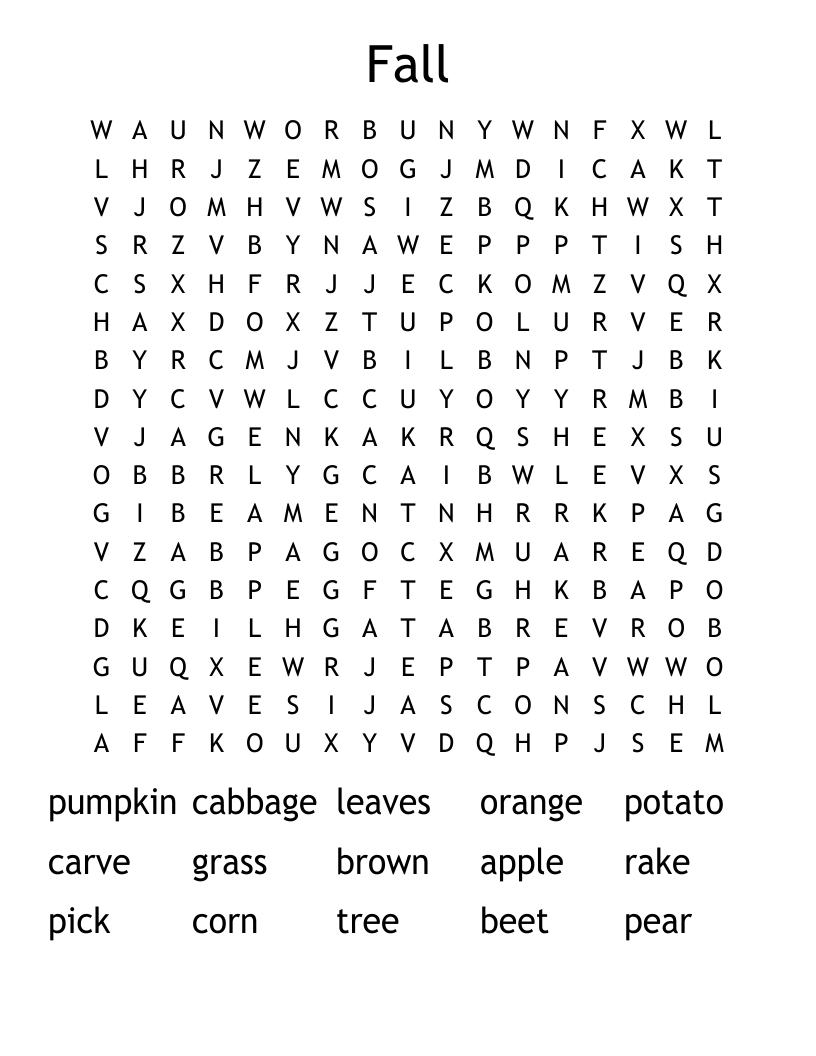 Fall Word Search