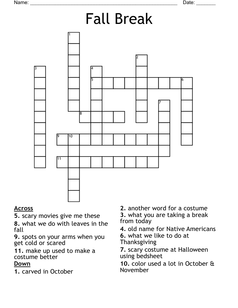Fall Break Crossword