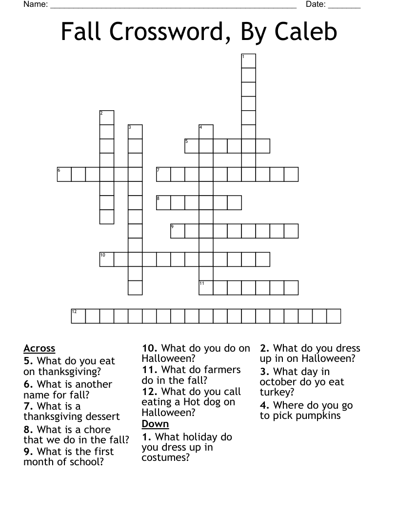 Fall Crossword, By Caleb