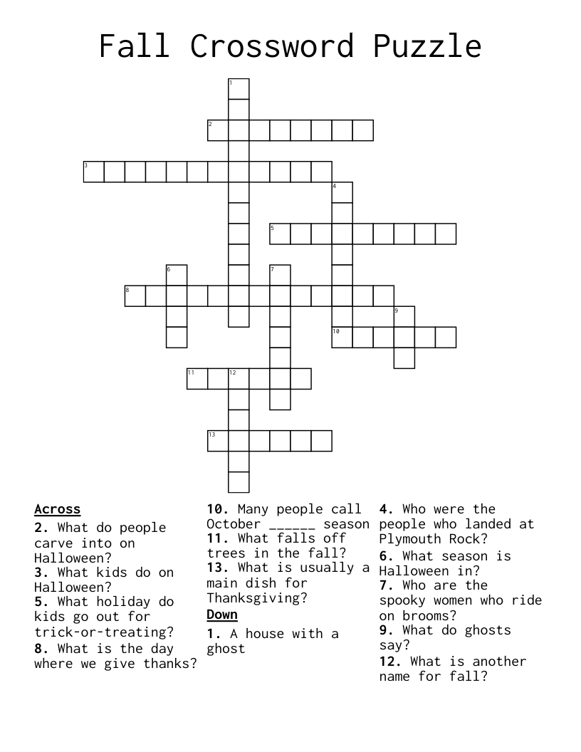 Fall Crossword Puzzle