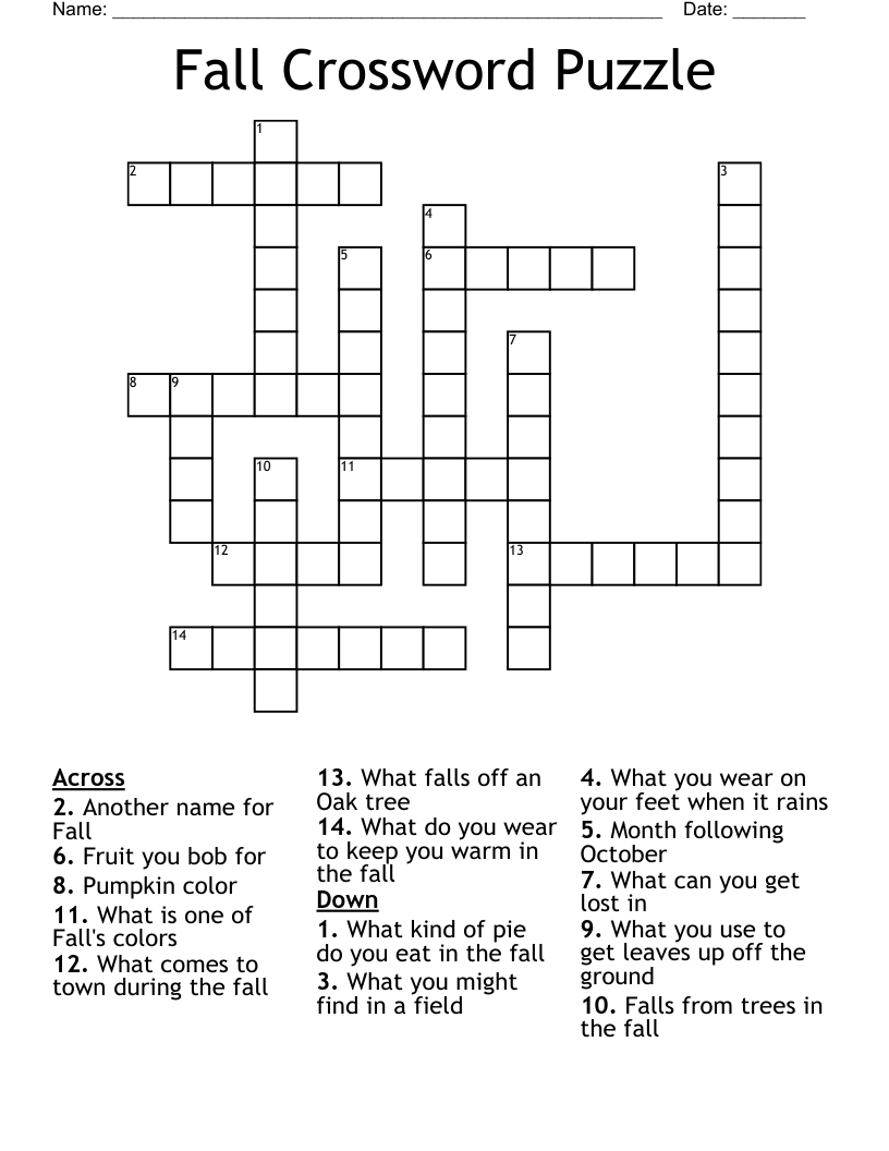 Fall Crossword Puzzle 