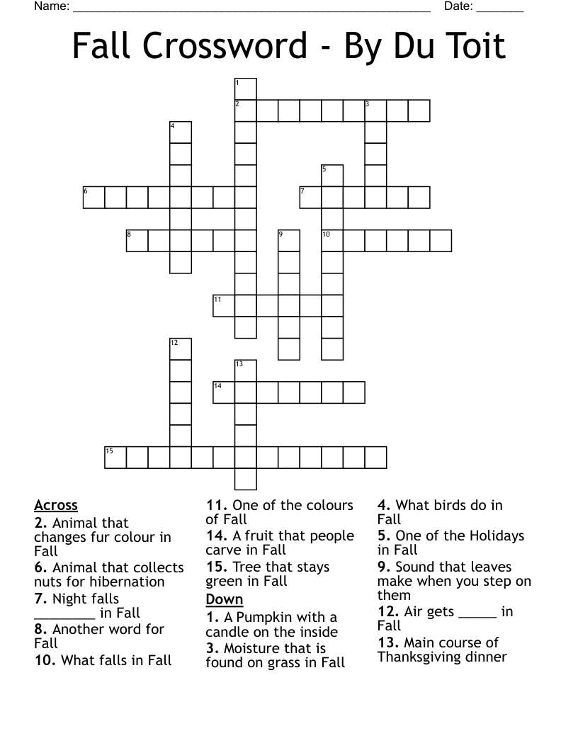 Fall Crossword - By Du Toit
