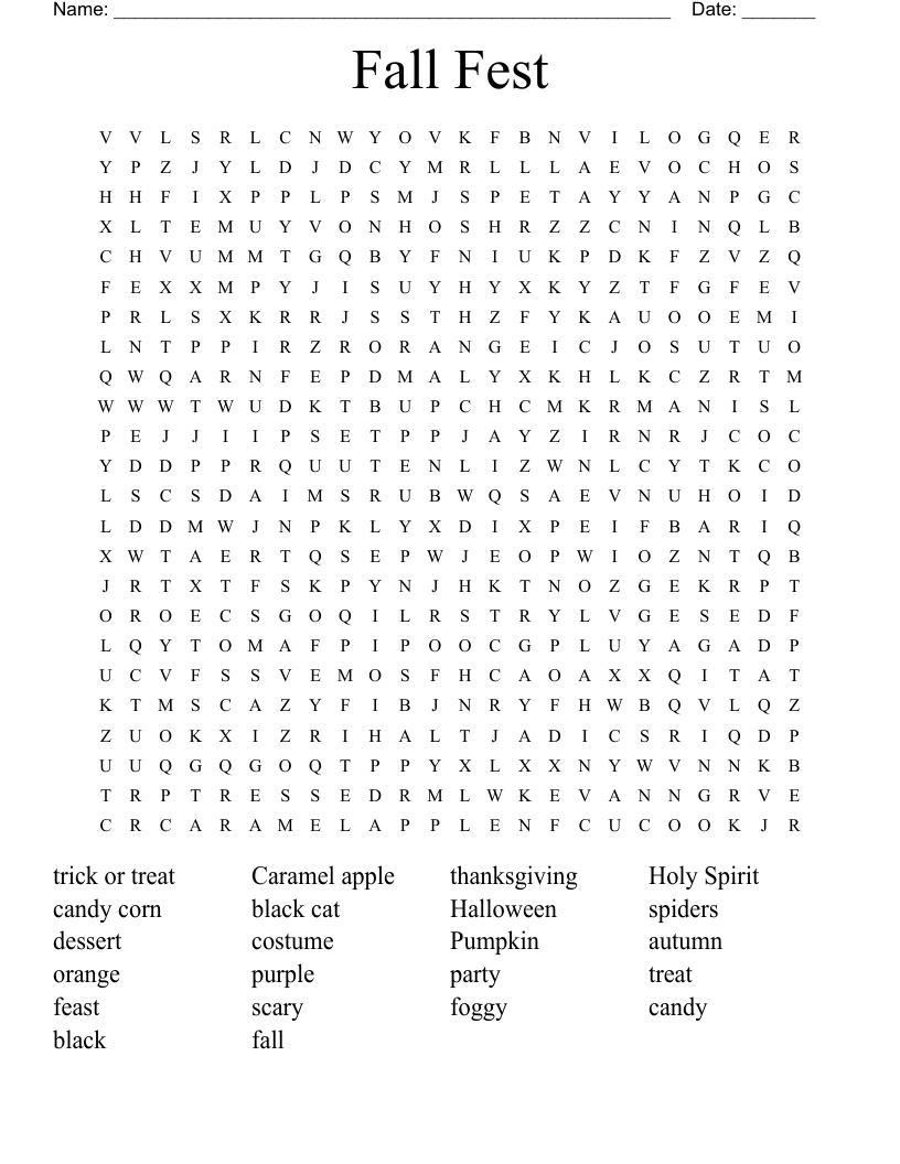 Fall Fest Word Search