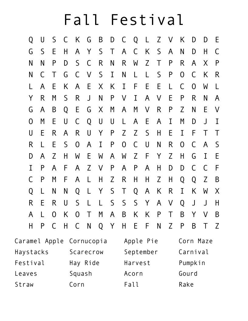 Fall Festival Word Search
