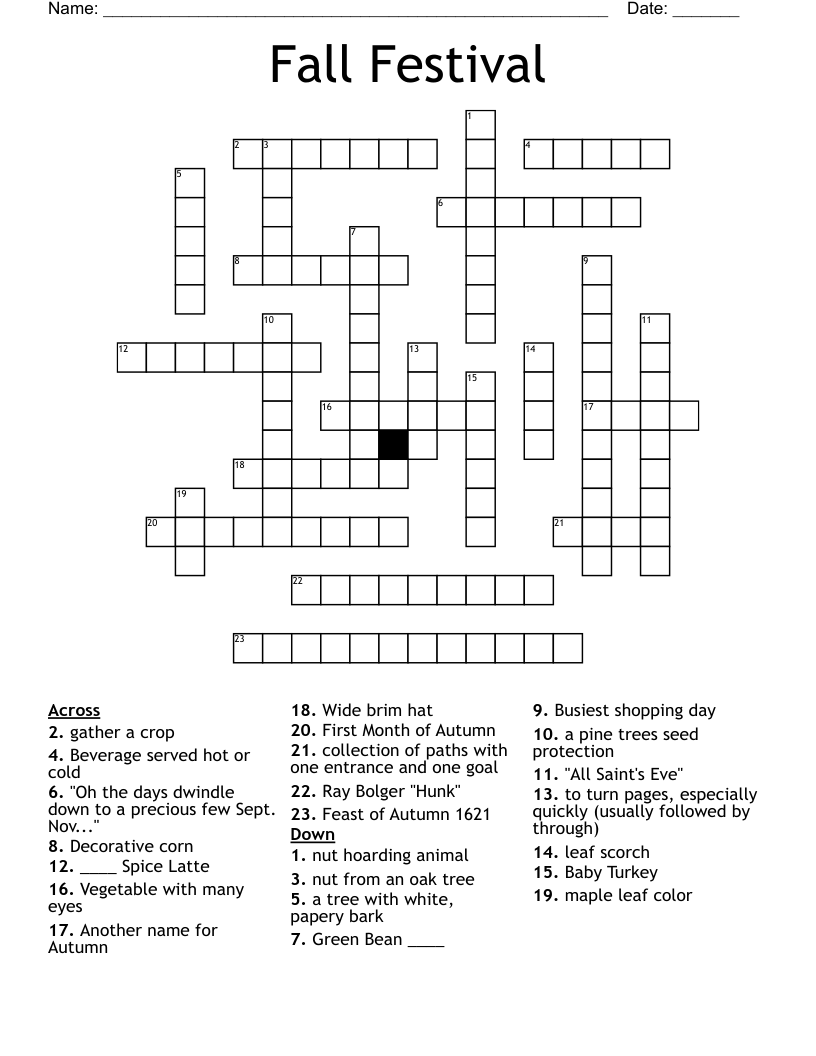 Fall Festival Crossword