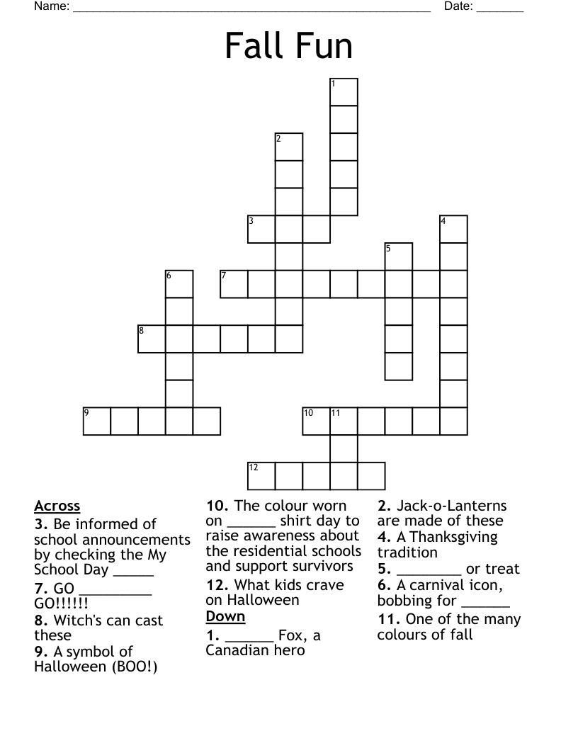 Fall Fun Crossword
