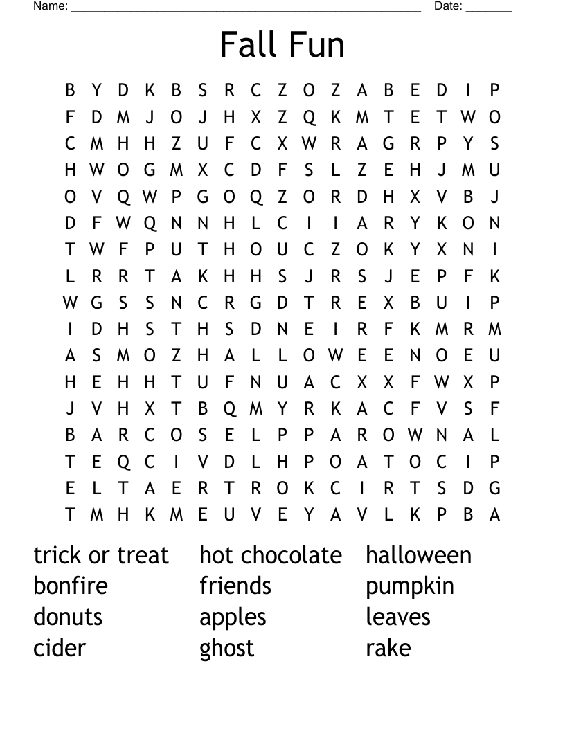 Fall Fun Word Search