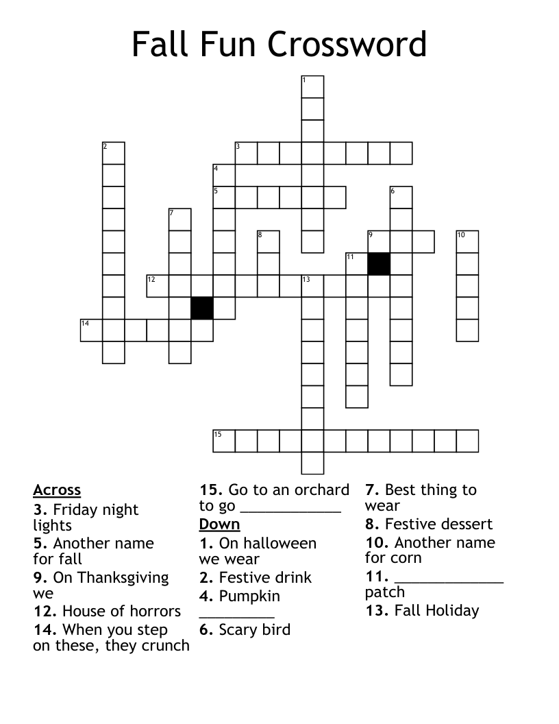 Fall Fun Crossword