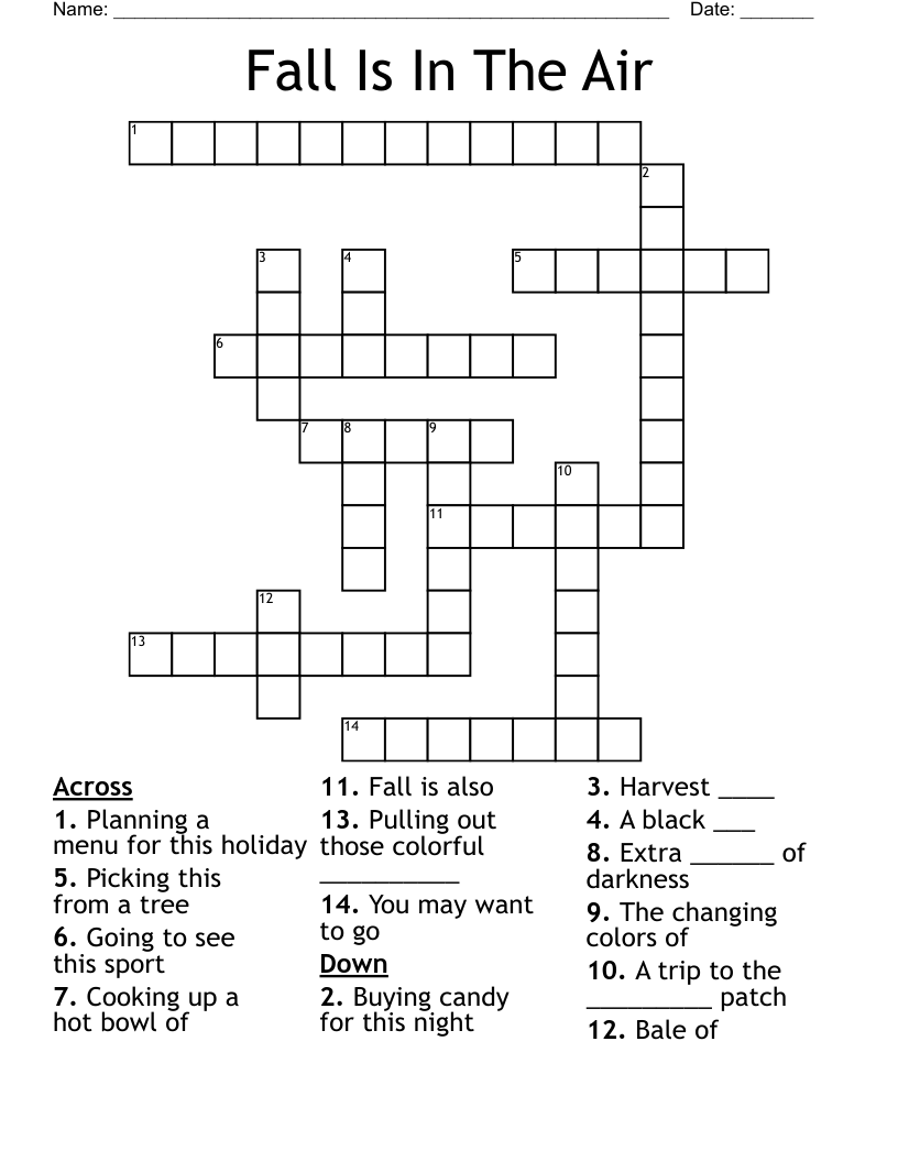 Fall Is In The Air Crossword