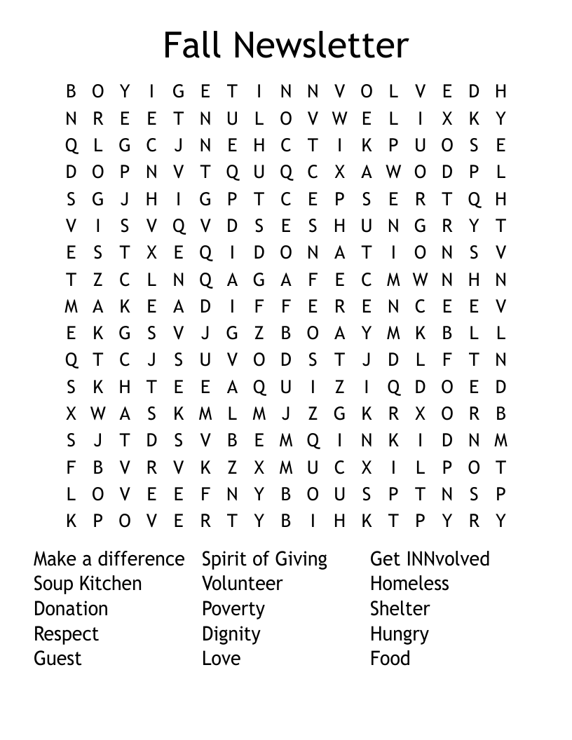 Fall Newsletter Word Search