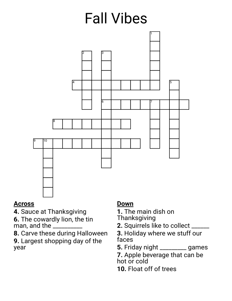 Fall Vibes Crossword