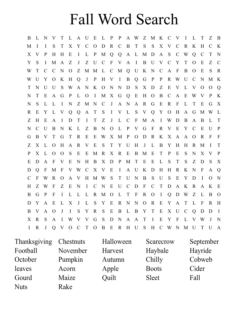 Fall Word Search