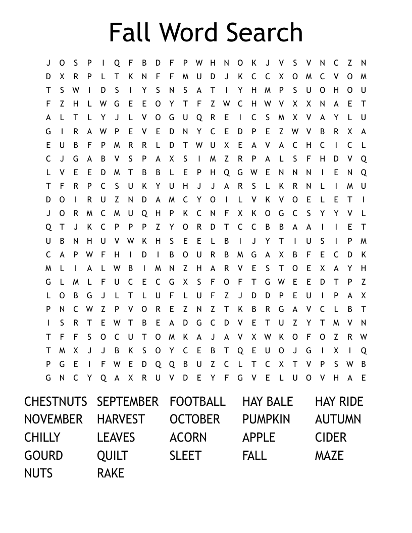 Fall Word Search