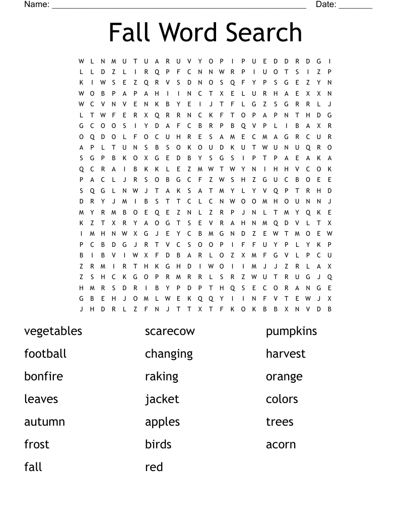 Fall Word Search