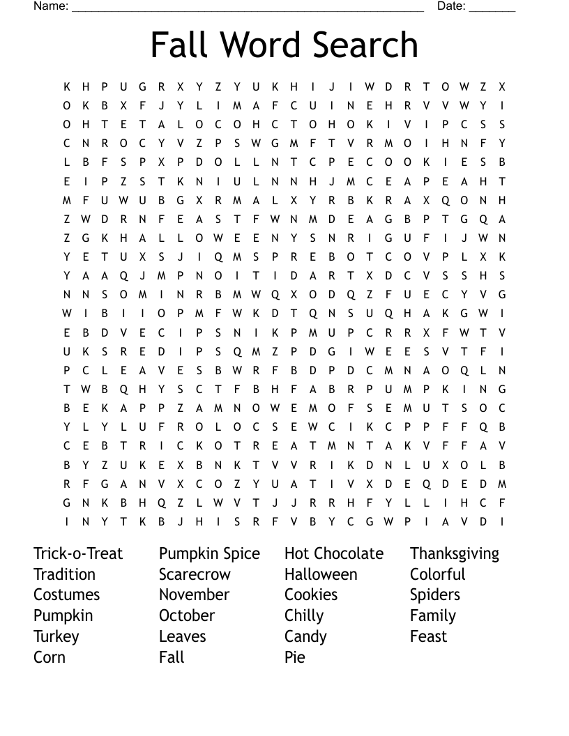 Fall Word Search
