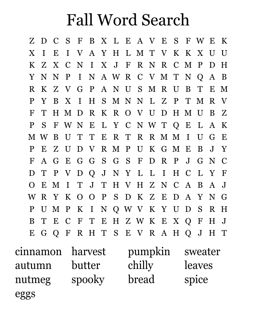 Fall Word Search