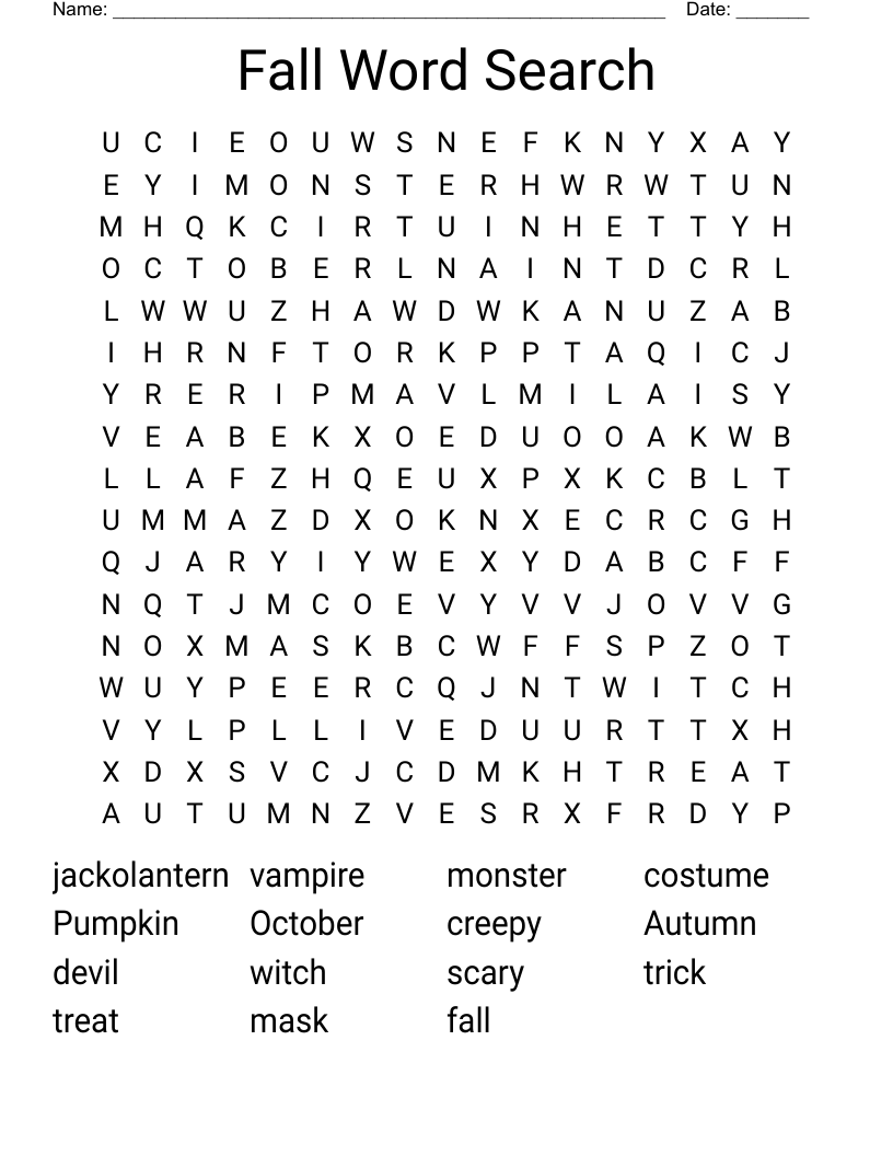 Fall Word Search 