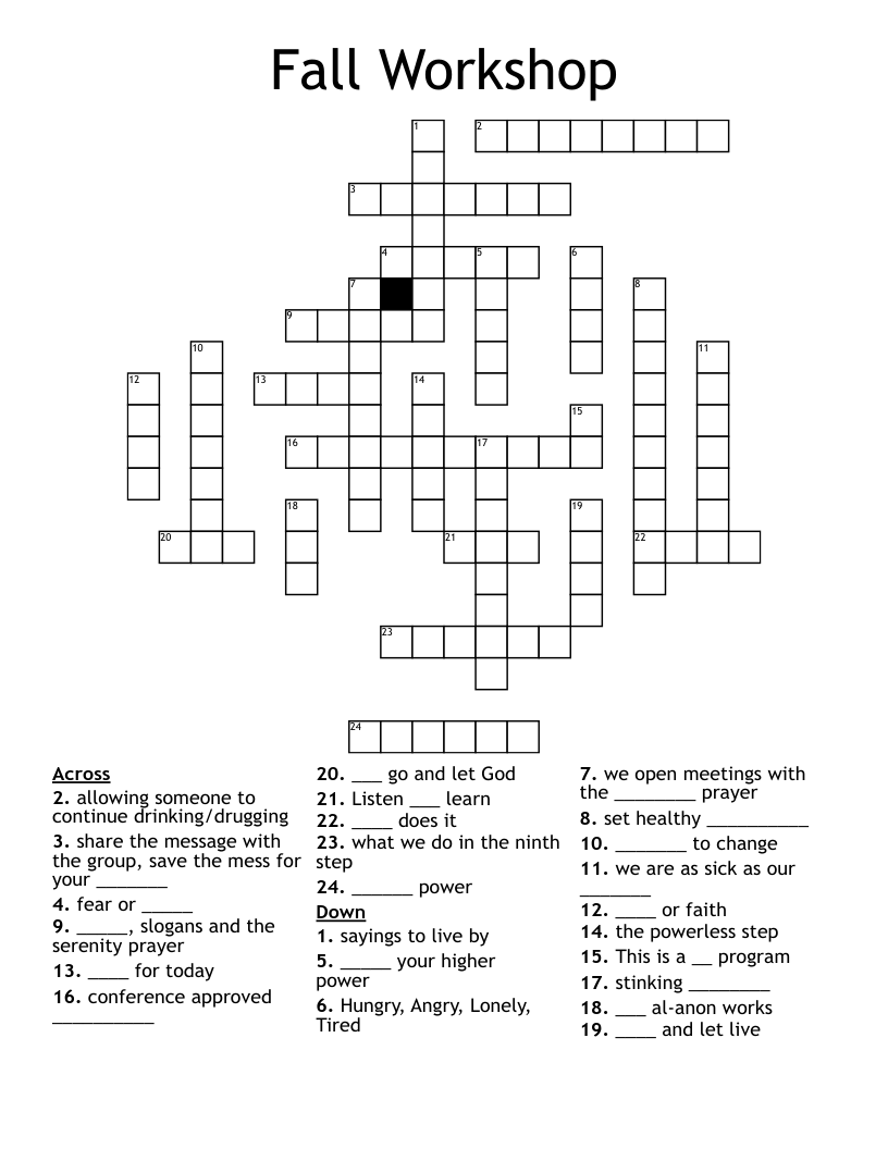 Fall Workshop Crossword