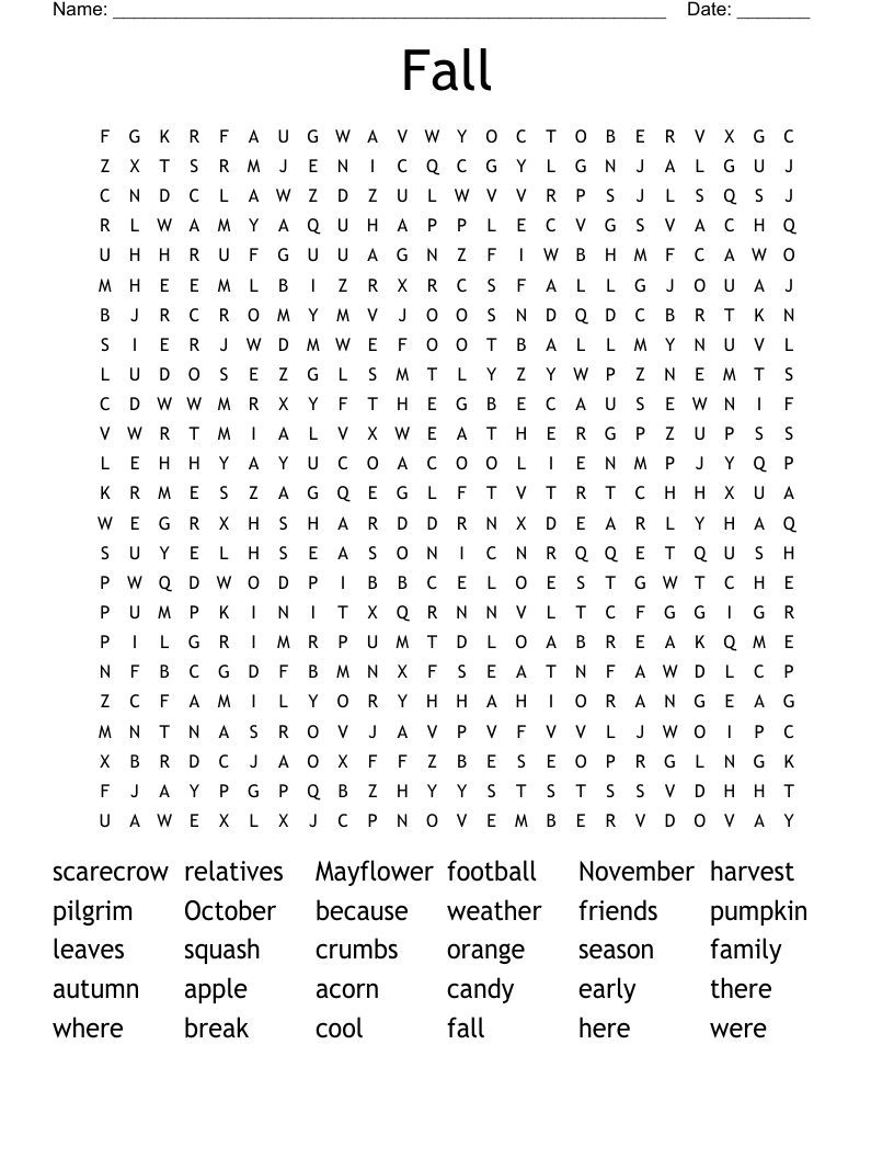 Fall  Word Search