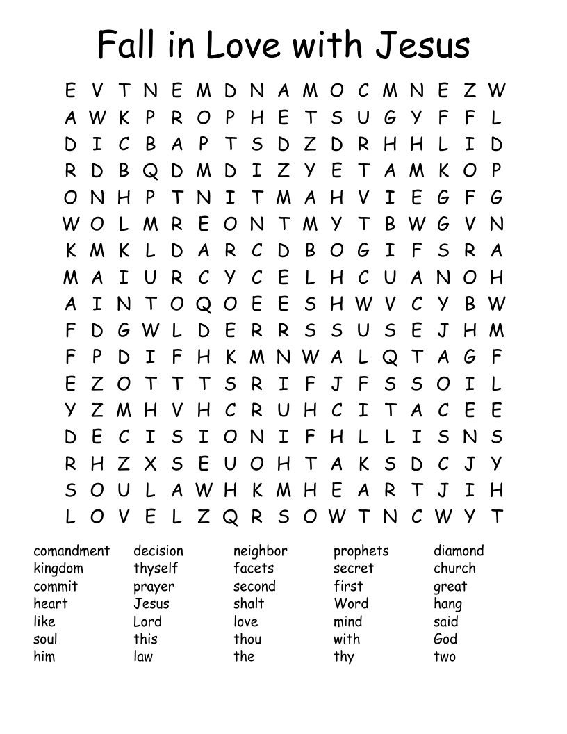 Fall in Love with Jesus Word Search