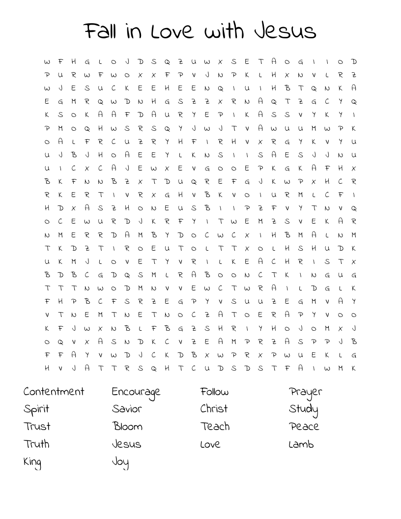 Fall in Love with Jesus Word Search
