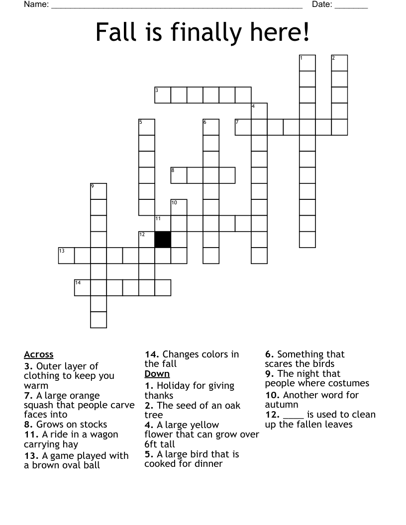 Fall is finally here!  Crossword