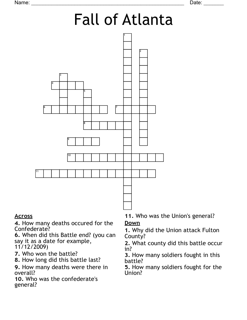Fall of Atlanta Crossword