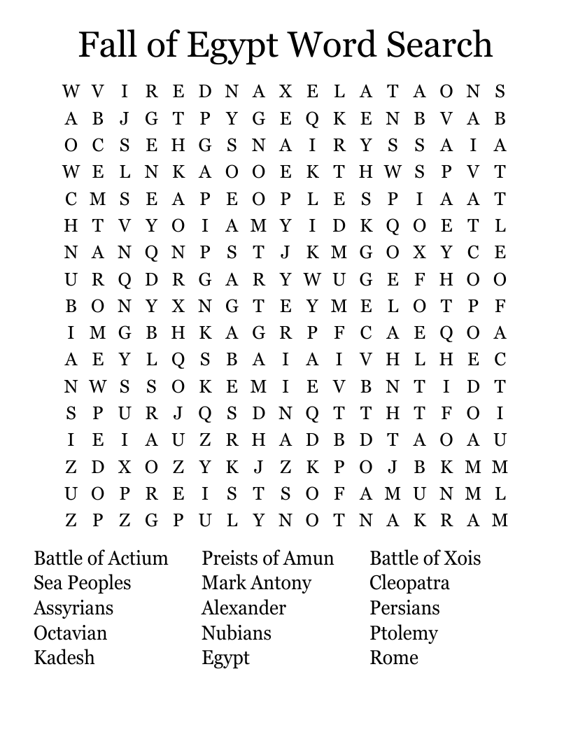 Fall of Egypt Word Search