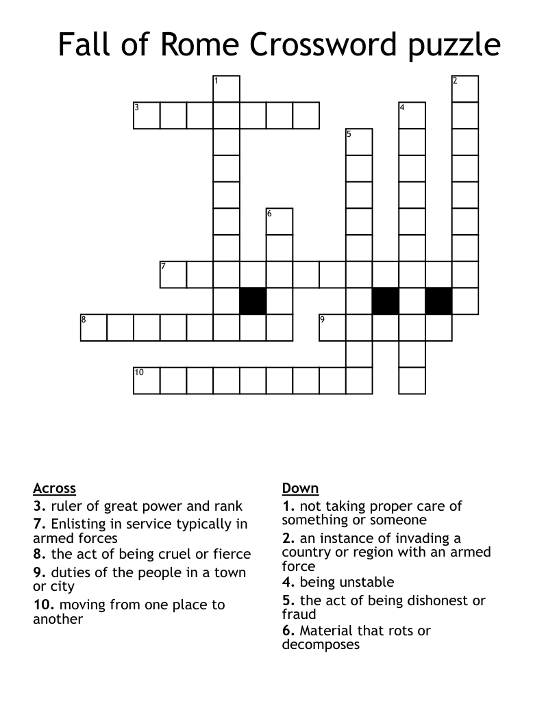 Fall of Rome Crossword puzzle